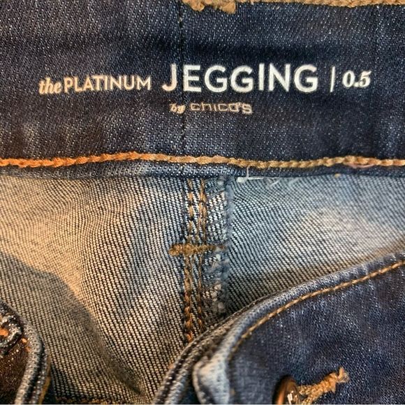 Chico's The Platinum Jegging Dark Blue Studded High Rise Skinny Jeans 6 S 0.5 - Picture 6 of 9
